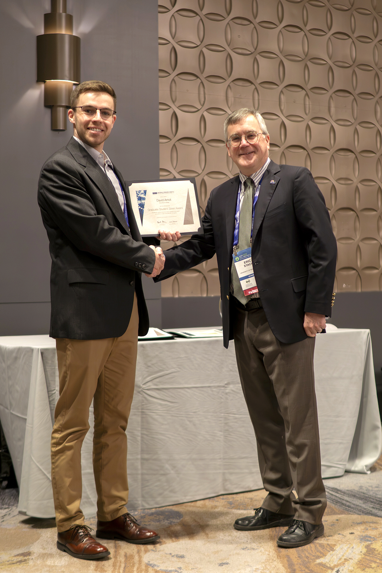 D Arnot MRS student award David Arnot receiving MRS Graduate Student award