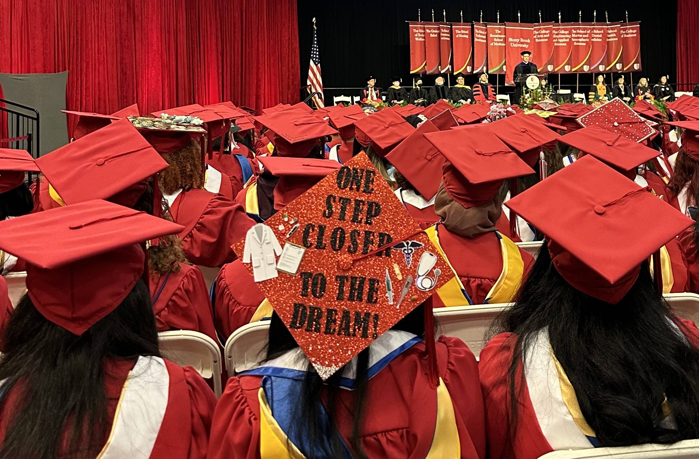 Photo of students' graduation caps from May 2024